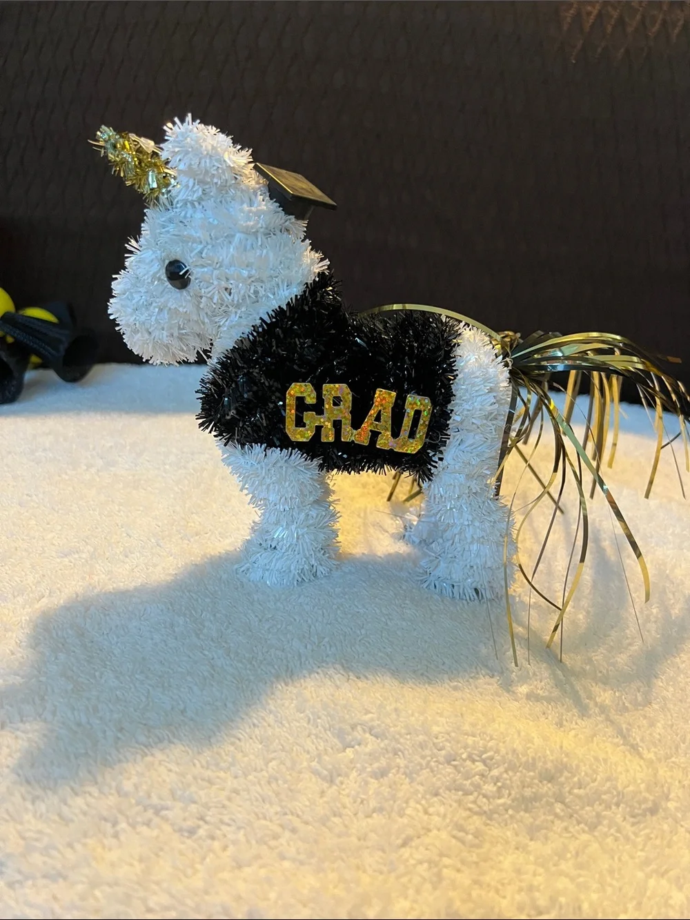 Graduation Unicorn Figurine - White with Black and Gold